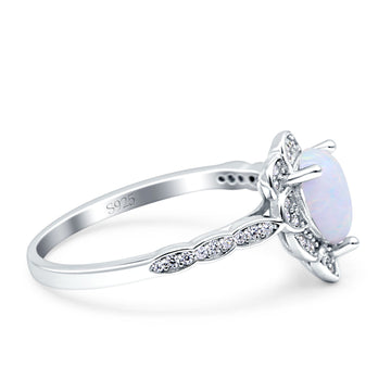 Teardrop Pear Shape Halo Engagement Ring Lab Created White Opal 925 Sterling Silver